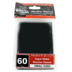 Monster Small Deck Protector Sleeves: Flat Matte - Black (60)