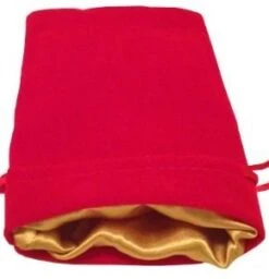 Red Velvet Dice Bag With Gold Satin Lining