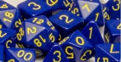 Polyhedral Dice: Opaque Dark Blue With Gold (7)