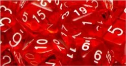 Polyhedral Dice: Translucent Red With White (7)