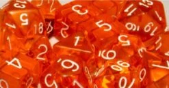 Polyhedral Dice: Translucent Orange With White (7)