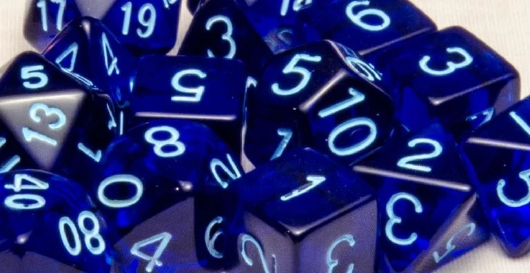 Polyhedral Dice: Translucent Dark Blue With Light Blue (15) 3 Polyhedral Dice: Translucent Dark Blue With Light Blue (15)
