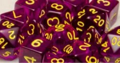 Polyhedral Dice: Translucent Dark Purple With Gold (7)