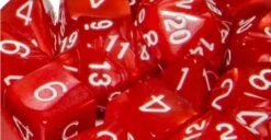 Polyhedral Dice: Marble Red With White (7)