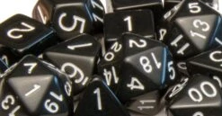 Polyhedral Dice: Opaque Black With White (7)
