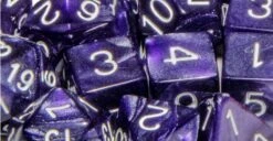 Polyhedral Dice: Marble Purple With White (15)