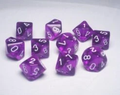 Translucent: Revised Poly D10 Purple/White (10)
