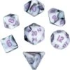 Mini Polyhedral Dice Set: Marble With Purple Numbers -Atomicempire Outlet 026137031130 big