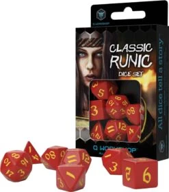 Classic Runic Dice Set: Red With Yellow (7)