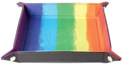 Velvet Folding Dice Tray With Leather Backing: Watercolor Rainbow