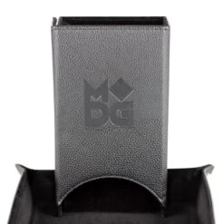 Fold Up Leather Dice Tower: Black