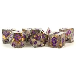Poly Set: 16mm Foil Grey And Gold With Purple (7)