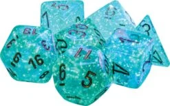 Borealis: Polyhedral Luminary Teal With Gold Set (7)