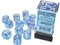 Borealis: 16mm D6 Luminary Sky Blue With White Dice Block (12)