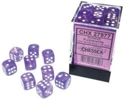 Borealis: 12mm D6 Luminary Purple With White Dice Block (36)
