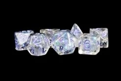 16mm Resin Poly Dice Set: Pearl With Purple (7)