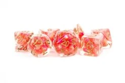 16mm Resin Poly Dice Set: Pearl Red With Copper (7)