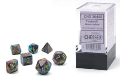 Festive: Mini Polyhedral 7-Die Set - Mosaic With Yellow