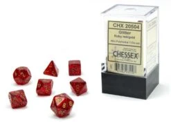 Glitter: Mini Polyhedral 7-Die Set - Ruby With Gold