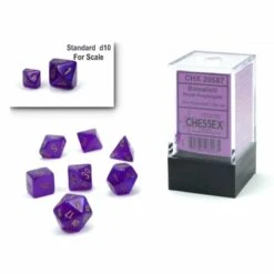 Borealis: Mini Polyhedral 7-Die Set - Luminary Purple With Gold