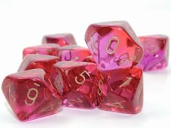 Gemini: D10 Translucent Red And Violet With Gold (10)