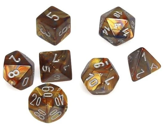 Lustrous: Gold With Silver Mini-Polyhedral Set (7) 3 Lustrous: Gold With Silver Mini-Polyhedral Set (7)