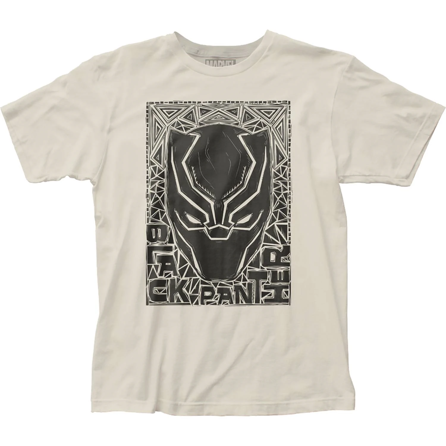 Black Panther Face Woodcut White T-Shirt 3 Black Panther Face Woodcut White T-Shirt