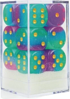 D6 Dice Set (12): 16mm Northern Lights