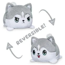 Reversible Husky Plush: Happy And Angry Grey