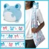Plushie Tote Bag: White Transgender Pride Tote Bag And Blue Frog Plushie -Atomicempire Outlet 033632326241 big