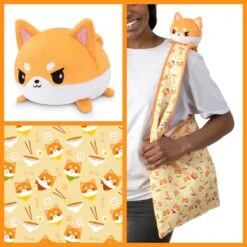 Plushie Tote Bag: Orange Ramen Tote Bag And Orange Shiba Inu Plushie