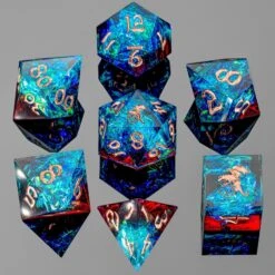 Captured Magic Hand Sanded Sharp Edge Resin Dice - Blue Red Layered