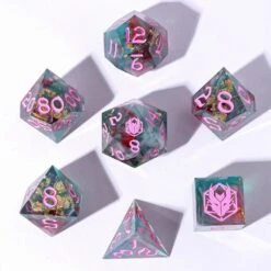 Captured Magic Hand Sanded Sharp Edge Resin Dice - Interstellar Vortex (7)