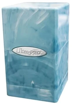 Marble Satin Tower Deck Box - Light Blue / White