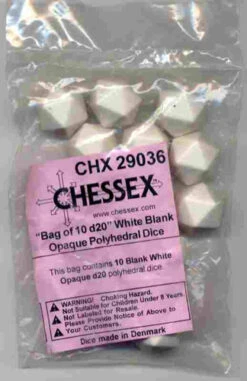 Blank Dice: Opaque D20 White (10)