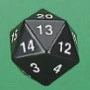 Opaque Jumbo D20: Black With White Countdown Die -Atomicempire Outlet 06897049131